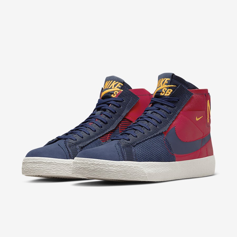 Giày Nike SB Zoom Blazer Mid Premium Nữ Xanh Đỏ 